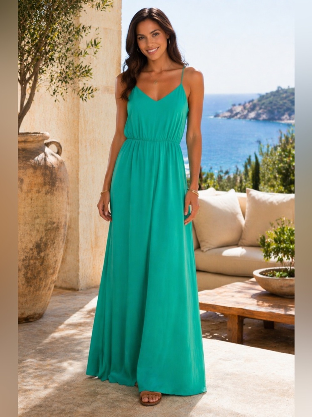 J. Crew Racerback Mint Green Lined Maxi Dress Size 2 Y2K - Picture 11 of 11